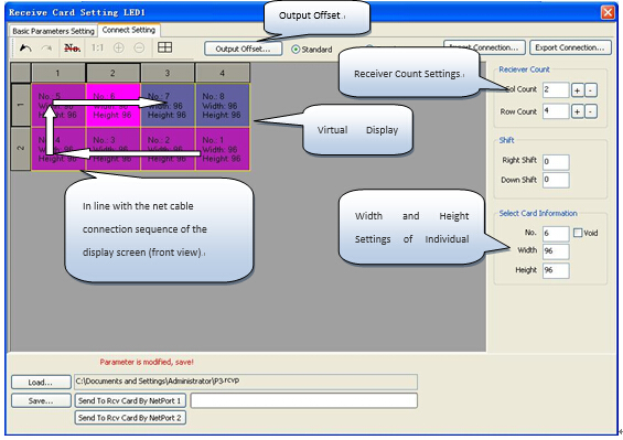 Interfaces for Connection Settings of Colorlight Receiving Card